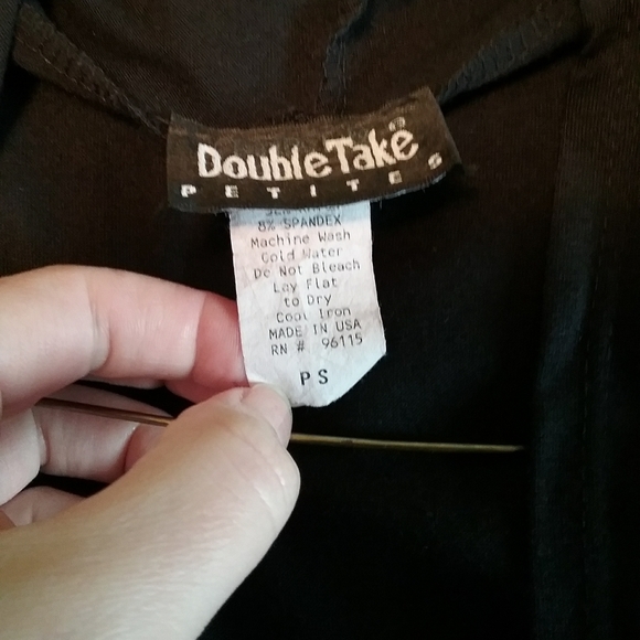 Double Take Petites Black/Grey Dress Shirt - Picture 4 of 5